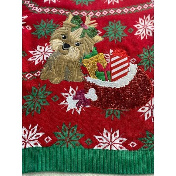 Celebrate Together Girls XXL Plus Dog Christmas Sweater - Picture 2 of 10